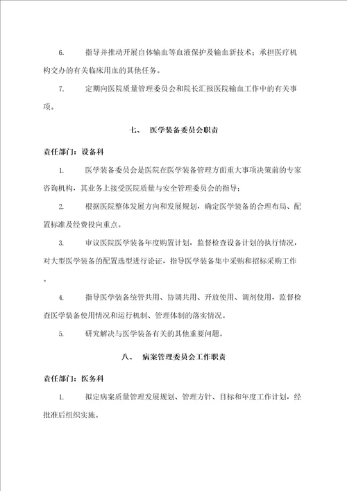 医院质量与安全管理委员会工作职责