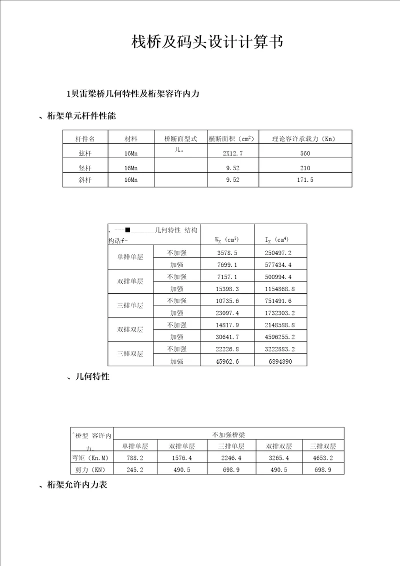 栈桥及码头设计计算书