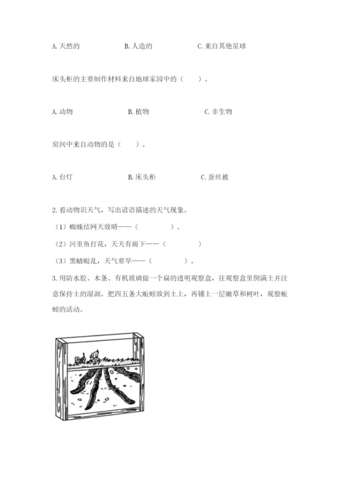 教科版二年级上册科学期末测试卷含答案（实用）.docx