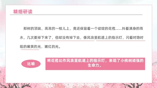 粉色水彩水墨一颗小桃树课件PPT七年级语文下册PPT七年级下册语文课件