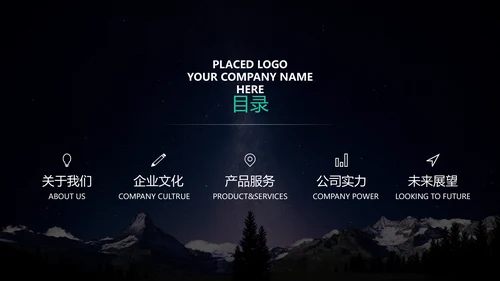 黑色高端大气企业介绍通用PPT模板