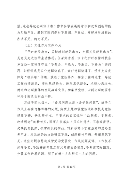 公司班子XX年度民主生活会对照检查材料.docx