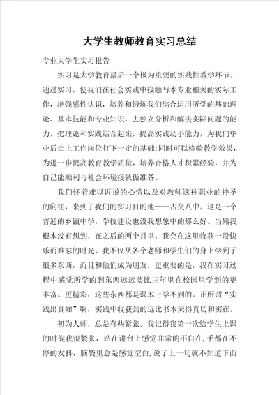 大学生教师教育实习总结