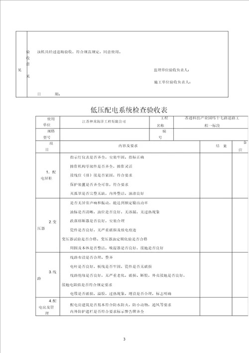 机械设备进场检查验收表格范例