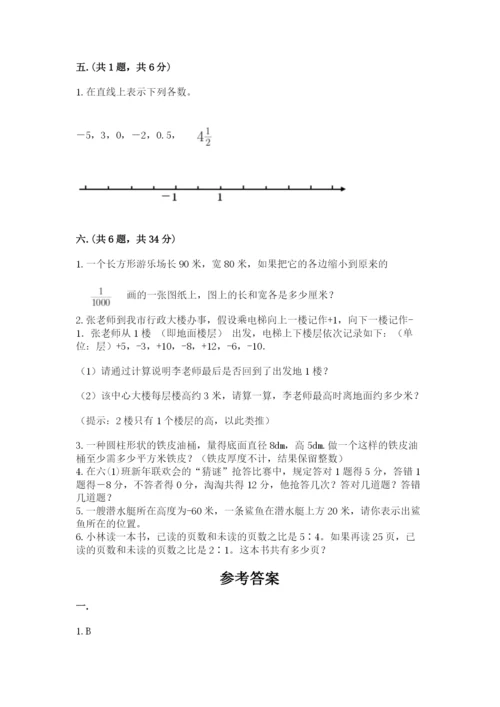 小学六年级数学摸底考试题（word）.docx