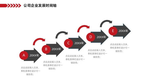 红色企业公司发展历程大事记时间轴PPT图表