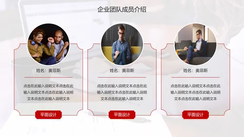 商务企业团队成员介绍PPT模板