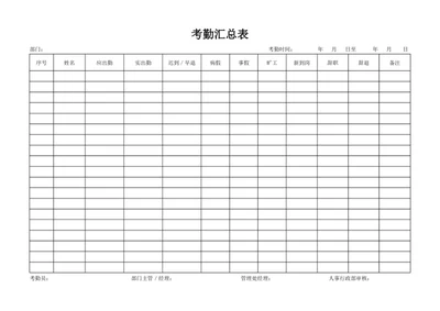 考勤汇总表