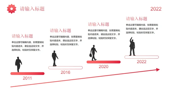 红色简约插画时间企业发展大事记历程时间轴PPT模板