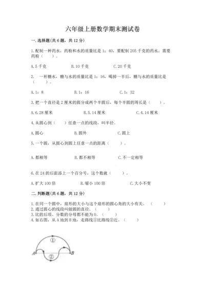 六年级上册数学期末测试卷附答案（夺分金卷）.docx