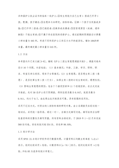 全面二孩政策下福州地区护士生育意愿及影响因素分析.docx