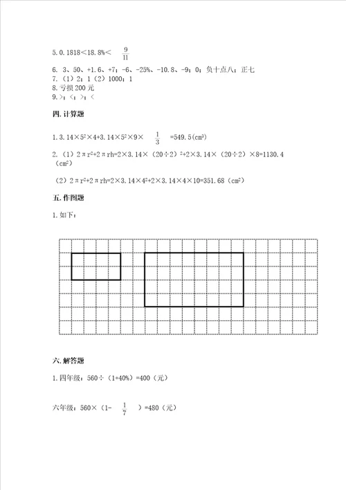 六年级下册数学期末测试卷及完整答案【各地真题】