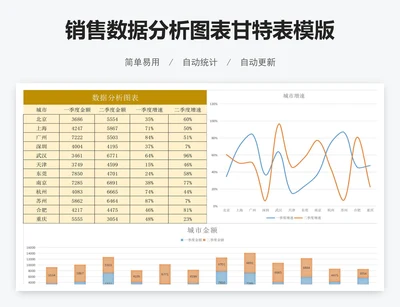 销售数据分析图表甘特表模版