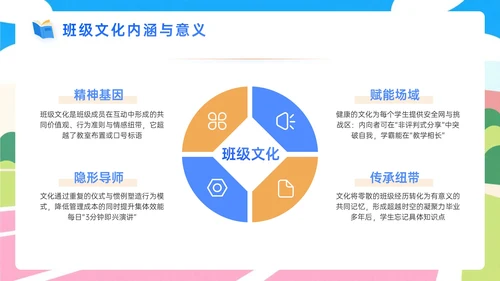 蓝橙色插画风新学年开学班会宣讲PPT模板