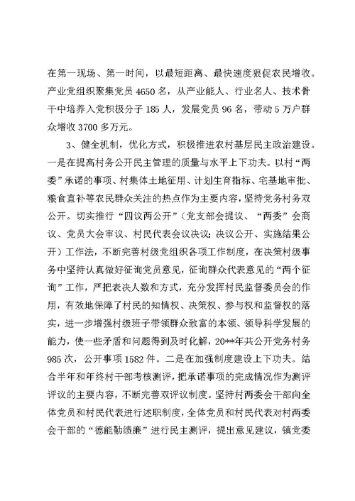 乡镇促进农村基层组织建设工作总结