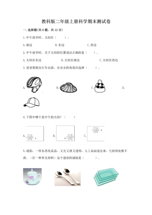 教科版二年级上册科学期末测试卷【易错题】.docx