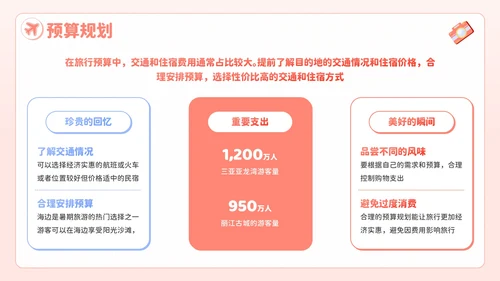 粉色插画风欢乐暑期畅享旅游乐趣PPT模板