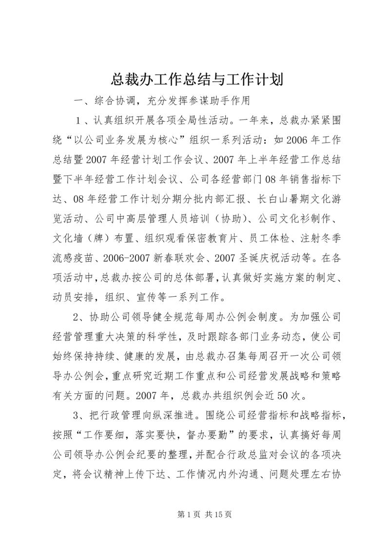 总裁办工作总结与工作计划.docx