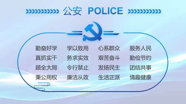 蓝色大气公安警察年终工作总结PPT