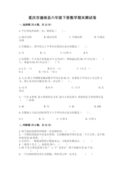 重庆市潼南县六年级下册数学期末测试卷1套.docx