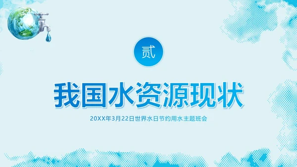 3月23日世界水日节约用水主题班会PPT课件