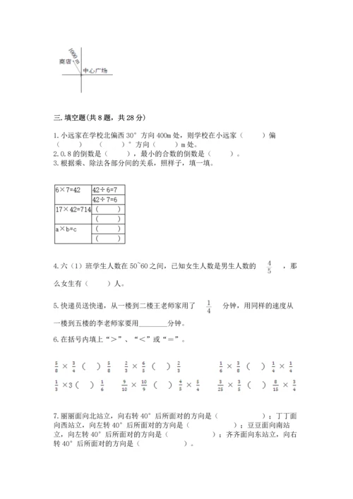 人教版六年级上册数学期中测试卷（考试直接用）.docx