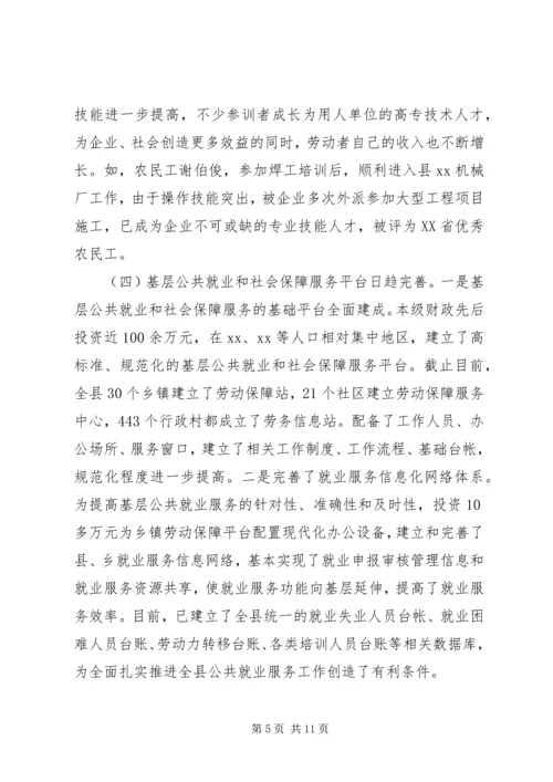 县就业专项资金使用管理情况自查报告.docx