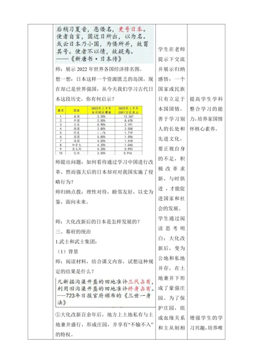 第11课  古代日本【2022-2023统编版九上历史精品备课（教学设计）】