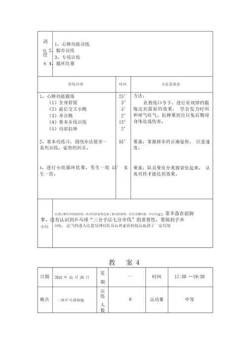 乒乓球校队全年训练计划