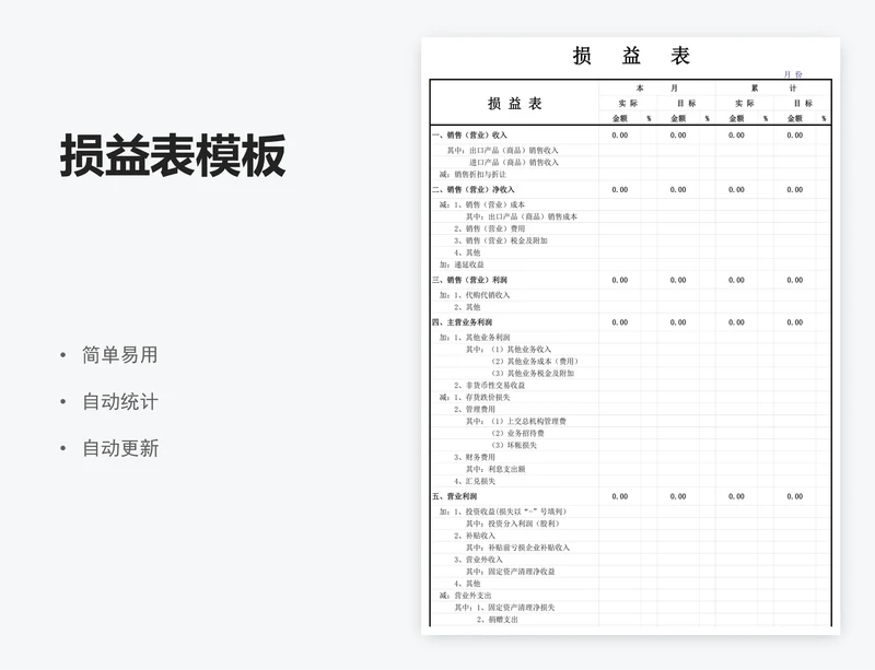损益表模板