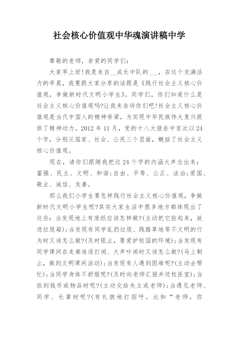 社会核心价值观中华魂演讲稿中学.docx