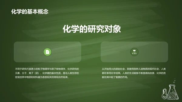 绿色插画探索化学世界主题班会PPT