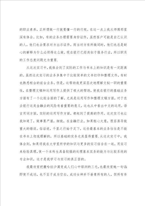 农行暑期实习报告