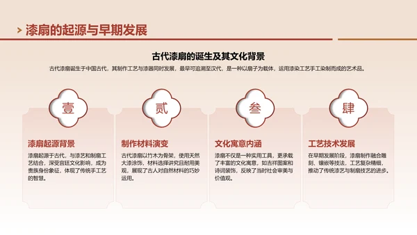 红色中国风非遗漆扇工艺美学展示PPT模板
