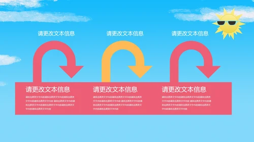 蓝色小清新你好夏天PPT模板
