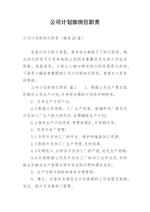 公司计划部岗位职责.docx