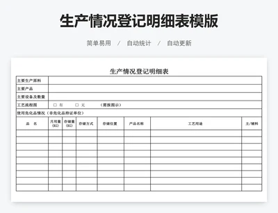 生产情况登记明细表模版