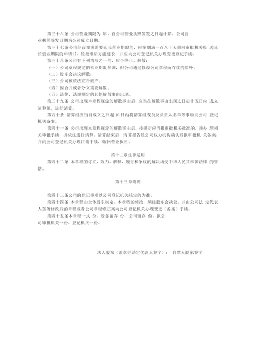 外商合资有限责任公司设执行董事、不设监事会章程参考样式.docx