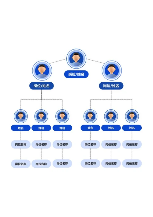 组织架构-蓝色简约竖版圆形word模板