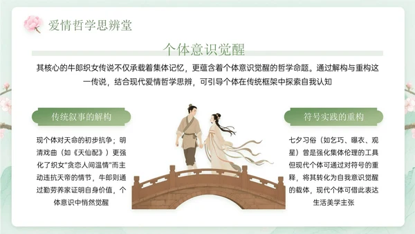 绿色中国风关于七夕传统爱情文化课程主题PPT模板