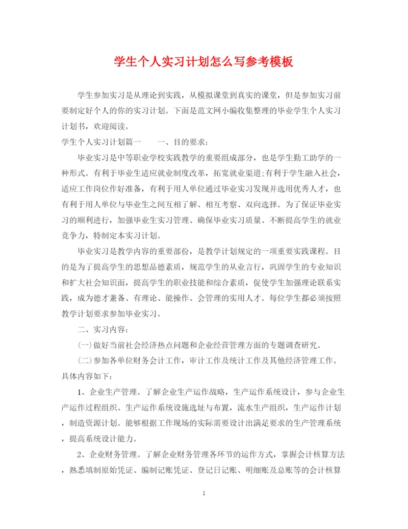 精编之学生个人实习计划怎么写参考模板.docx