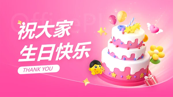 企业主题员工生日会软3D风PPT