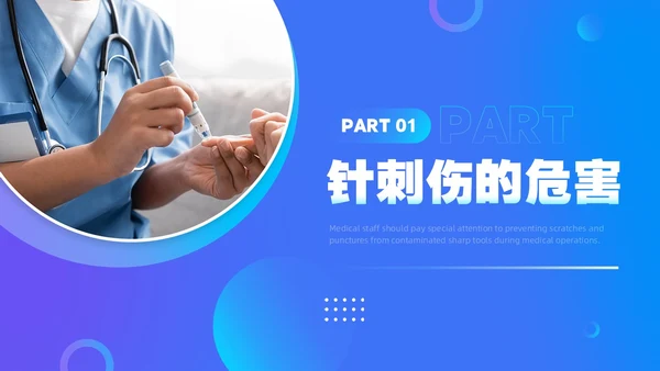 蓝色简约风发生针伤害应急预案PPT模板应急预案培训