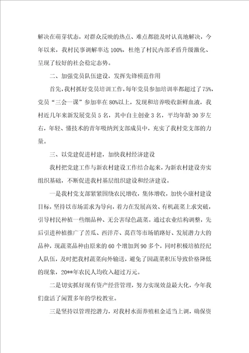 农村党支部书记述职报告精选范文