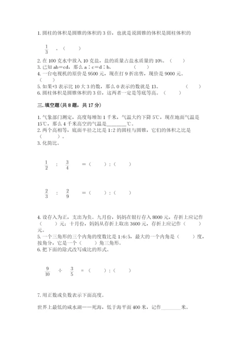 集贤县六年级下册数学期末测试卷（培优）.docx