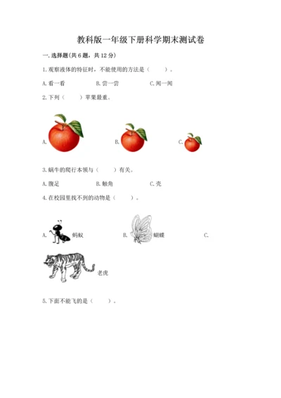 教科版一年级下册科学期末测试卷及完整答案（夺冠系列）.docx