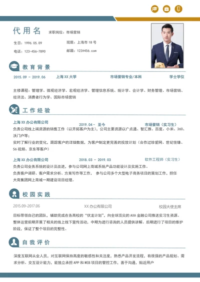 市场营销个人简历模板word应届生简历模板