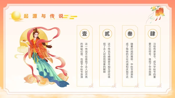 橙黄色插画风中秋节PPT模板