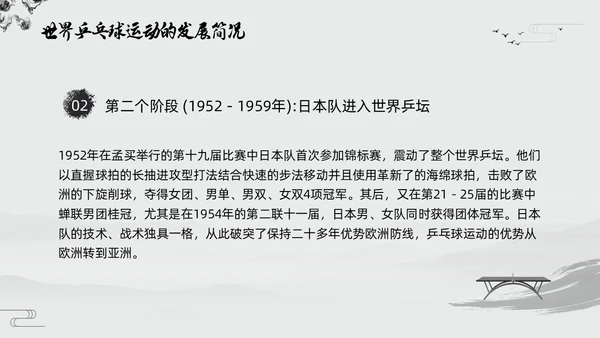 黑白中国风水墨乒乓球起源与发展小学体育PPT课件PPT模板宣传PP