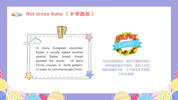 彩色水彩卡通复活节英文节日庆典PPT
